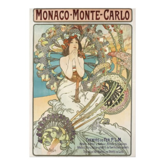 Vintages Mont-Carlo-Poster von Alphonse Mucha Fotodruck (Vorne)