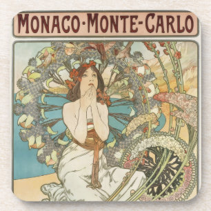 Vintages Mont-Carlo-Poster von Alphonse Mucha Getränkeuntersetzer