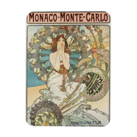 Vintages Mont-Carlo-Poster von Alphonse Mucha Magnet (Vertikal)