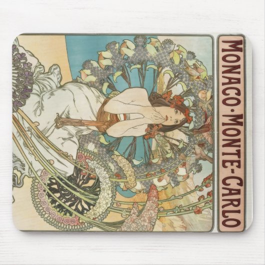 Vintages Mont-Carlo-Poster von Alphonse Mucha Mousepad (Vorne)