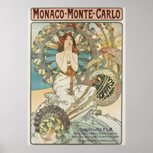 Vintages Mont-Carlo-Poster von Alphonse Mucha Poster (Vorne)
