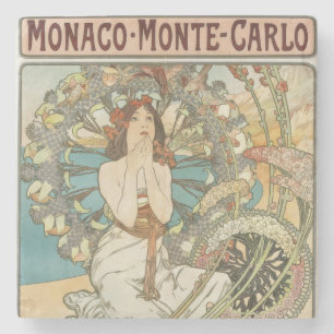 Vintages Mont-Carlo-Poster von Alphonse Mucha Steinuntersetzer