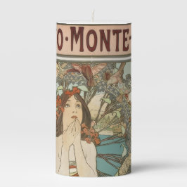 Vintages Mont-Carlo-Poster von Alphonse Mucha Stumpenkerze