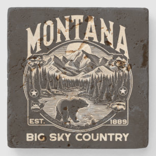 Vintages Montana Big Sky Land Steinuntersetzer