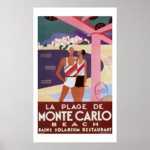 Vintages Monte Carlo Strand-Plakat Poster