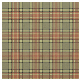 Vintages Moos-Grün und gebranntes orange kariertes Stoff