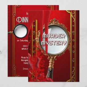 Vintages Mord Mysterium Dinner Party Retro Rot Einladung