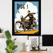 Vintages Mortorcycle - Ride! Poster (Heimbüro)