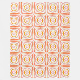 Vintages Mosaikfliesen-Muster in rosa Orange Fleecedecke