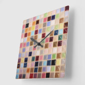 Vintages Mosaikfligel Quadratische Wanduhr (Winkel)