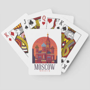 Vintages Moskau Russland Kreml Skyline Spielkarten