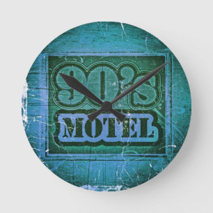 Vintages Motel-Art-Design der 90er Jahre Runde Wanduhr