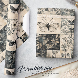 Vintages Moth & Botanisches Grunge Halloween-Colla Geschenkpapier