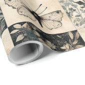 Vintages Moth & Botanisches Grunge Halloween-Colla Geschenkpapier (Rolleneckpunkt)