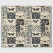 Vintages Moth & Botanisches Grunge Halloween-Colla Geschenkpapier (Flach)