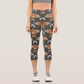 Vintages Moth Floral Muster Capri Leggings (Vorderseite)