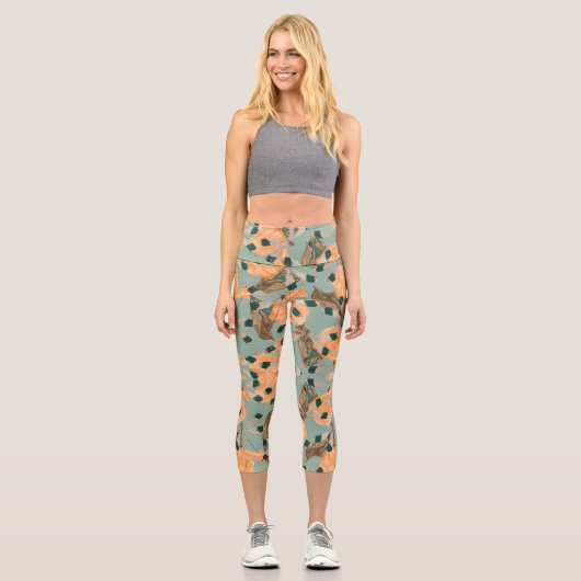 Vintages Moth Pattern Capri Leggings (Vorderseite)