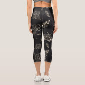 Vintages Moth Pattern, Mystische Moth Capri Leggings (Rückseite)