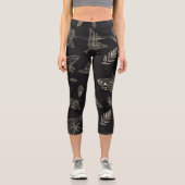 Vintages Moth Pattern, Mystische Moth Capri Leggings (Vorderseite)