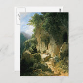 Vintages Motiv - Einsiedlerin mit Geige Postkarte (Vorne/Hinten)