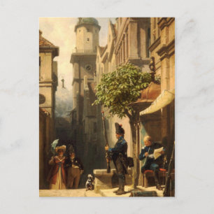 Vintages Motiv - Er kommt - Spitzweg Postcard Postkarte