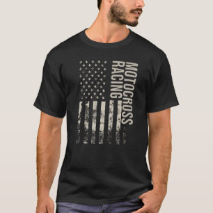 Vintages Motocross Racing unter amerikanischer Fla T-Shirt