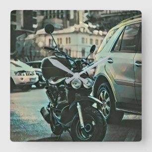 Vintages Motorengeschenk Quadratische Wanduhr