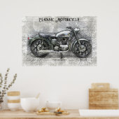Vintages Motorrad 1959 Bleistift-Skizze Poster (Küche)