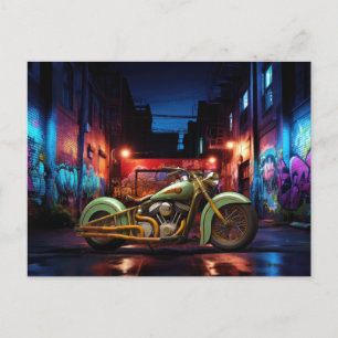 Vintages Motorrad Alley Graffiti Postkarten