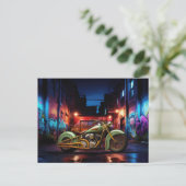 Vintages Motorrad Alley Graffiti Postkarten (Stehend Vorderseite)