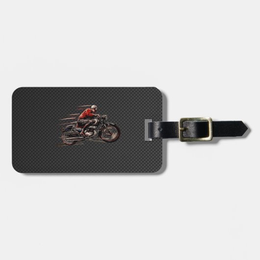 VINTAGES MOTORRAD AUF KOHLENSTOFF-FASER GEPÄCKANHÄNGER (Vorderseite horizontal)