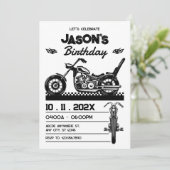 Vintages Motorrad Einladung (Stehend Vorderseite)