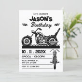 Vintages Motorrad Einladung (Stehend Vorderseite)