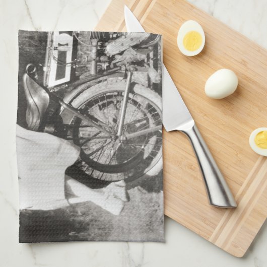 Vintages Motorrad Geschirrtuch (Viertel Falte)