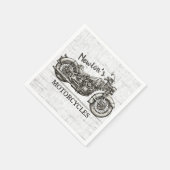 Vintages Motorrad Personalisiert NAME Fahrradgarag Serviette (Ecke)