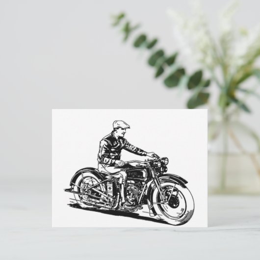Vintages Motorrad Postkarte (Stehend Vorderseite)