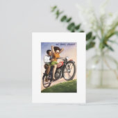 Vintages Motorrad Postkarte (Stehend Vorderseite)