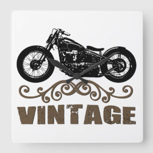 Vintages Motorrad Quadratische Wanduhr