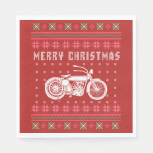 Vintages Motorrad Ugg Weihnachts-Sweater Serviette