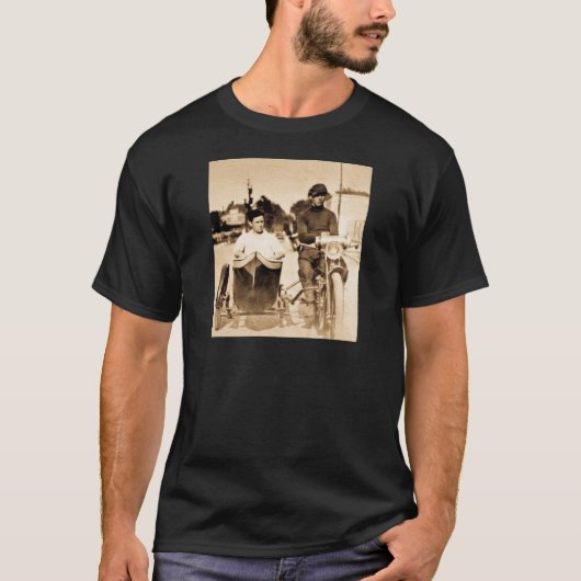 Vintages Motorrad-und Seitenauto-alte Schule cool T-Shirt (Vorderseite)