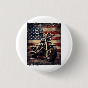 Vintages Motorrad USA Flag Retro Biker Amerikaner Button