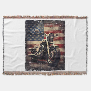Vintages Motorrad USA Flag Retro Biker Amerikaner Decke