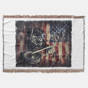 Vintages Motorrad USA Flag Retro Biker Amerikaner Decke
