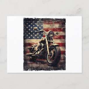 Vintages Motorrad USA Flag Retro Biker Amerikaner Feiertagspostkarte