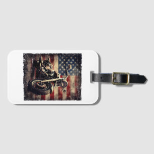Vintages Motorrad USA Flag Retro Biker Amerikaner Gepäckanhänger