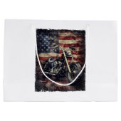 Vintages Motorrad USA Flag Retro Biker Amerikaner Große Geschenktüte (Rückseite)