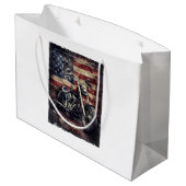 Vintages Motorrad USA Flag Retro Biker Amerikaner Große Geschenktüte (Rückseite Schrägansicht)