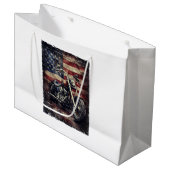 Vintages Motorrad USA Flag Retro Biker Amerikaner Große Geschenktüte (Vorderseite Schrägansicht)
