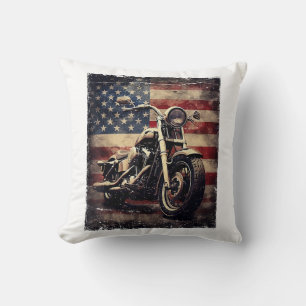 Vintages Motorrad USA Flag Retro Biker Amerikaner Kissen