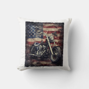 Vintages Motorrad USA Flag Retro Biker Amerikaner Kissen